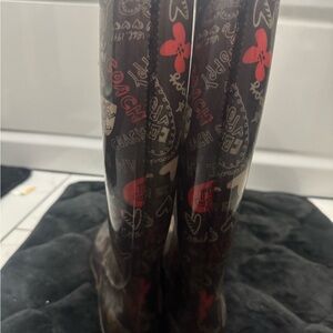 Coach Black and Red Rain Boots